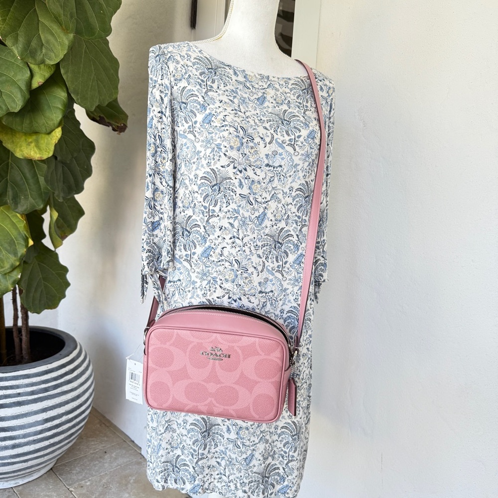 Last 2 ‼️Coach Jamie Camera Bag In Maxi Signature Canvas CCK73 Dusty Pink - Picture 14 of 15